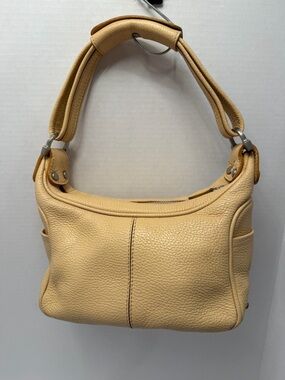 TODS Leather Shoulder Bag in Beige Y2K